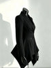Elegant Autumn Unique Black Blazer Jacket Women Korean Double Breasted Waist Cinched Irregular Hem Office Casual Outfit