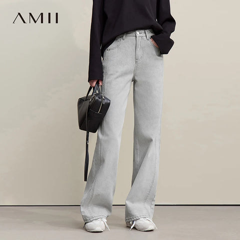 Women's Jeans Autumn Casual Solid Color Cotton Straight Women's Pants Versatile Long Denim Trousers 12621038