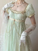 Handmade Regency Empire Waist Lolita Gown Women Vintage Green Beaded Lace Formal Dress Harajuku Elegant Party Outfit Chic Retron