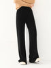 Women Wool Wide Leg Trousers Elastic Waist Side Slit Woman Wool Pants Autumn Winter 100% Merino Wool Knitted Soft Warm Trousers