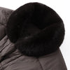 Warm Fur Collar Elastic Waist Hooded Coat Women's Elegant Waist-cinching Zippers Long Cotton Coats Winter Lady Outwear