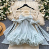 French Sweet Bow Camisole Mini Dress for Women Korean Version Pink Ruffle Edge Sexy A-line Dress T106