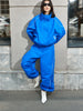 Women Solid Zip Up Two Piece Set High Neck Loose Jacket Wide Leg Track Pants Spring Autumn Casaual Hip Hop Outfit