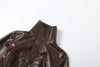 High Street PU Jacket Woman Zip Button Turtleneck Full Sleeve Navel Exposed Girls Motorcycle Style Classic Clothing