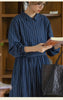 Long Sleeve Striped Long Sleeve Loose Vintage Spring Autumn A Line Dress Lady Work Dress Women Casual Midi Dress J404