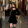 Red Velvet Elegant Party Women's Mini Dresses Christmas Wram French Vintage Dress Ladies Casual Korean Vestidos Year