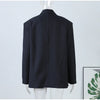 Pinstripe Women's Blazer Coats Back Cut Out Tie Long Sleeve Jackets for Woman Lapel Collar Navy Striped Suit Jacket Office Chic