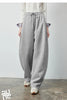 Women's Soft Cotton Curved Leg Long Pants Fall High Waist Drawstring Loose Wide Leg Pear Shape Friendly