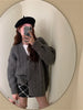 Korean Female Red Knitted Cardigan Sweater Lazy Wind Loose Cardigans Coat Spring Autumn Casual Thicken Sweater Jacket