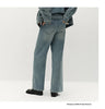 Women Jeans Fleece Lined Wide Leg Washed Finish Warm Insulation Soft Touch Winter Everyday Style Full Length