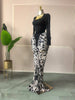 Women Print Patchwork Stacked Ruched Long Sleeve Bodycon Midi Maxi Long Dress Birthday Vacation Sexy Party Dresses