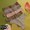 WarmSteps 3Pcs/Set Sexy Leopard Thongs Women's Panties Thongs Female Underwear Seamless Printed Panties Ice Silk Briefs