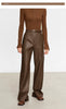 Minimalist PU Leather Casual Pants for Women Autumn Loose Floor Length Straight Slit Female Trousers 12343250