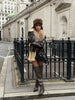 Ladies Winter Retro Fur Collar Leather Jacket V‑Neck Full Lapel Long Sleeve Double Breasted Urban Warm Casual Outer