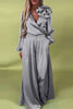 Women Plus Size Satin Two Piece Pant Set 3D Floral Sexy V-Neck Elegant Long Sleeve Top and Wide Leg Pant Matching Set