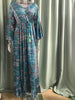 European and American Bohemian Style Flared Sleeve Print V-Neck High Waisted Vacation Dress Floral Women's Long Skirt