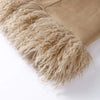 Elegant Solid Faux Fur Spliced Coat Women Lapel Long Sleeve Tassel Plush Outerwear Fall Winter Warm Streetwear