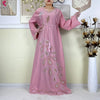 African Clothes Women Dashiki Dress Chiffon Abaya Long Sleeves Dress Islamic Casual Clothing Women Diamond Muslim Long Dress