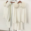 Reality Fur Jacket Pullover Set Woman Spring Knitted Suit Knitwear Female Real Fox Fur Collar Sweater Lady Autumn Knitted