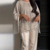 Sequined Tassel Oversized Shawl Tops Women Sexy Roud Neck Long Sleeve Shining Loose Fitting Capes Chic Ladies Partywear Clubwear