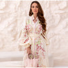 Retro Floral Print Women's Long Dress With Tassel Belt Stand Collar Long Sleeve Muslim Kaftan Dresses Spring Lady Robes