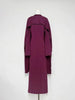 High Neck Cape Sleeve Slim-Fit Maxi Dress Pearl Trim Solid Color Floor Length Modest Abaya Style Formal Occasion Women