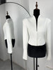 Striped Suit Outwear For Women V-Neck Patchwork Commute Slim High Waist Autumn Coat Female Blazers Coat