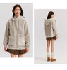 Coat Women Imitation Lamb Wool Polar Fleece Double-Sided Wear Loose Winter Contrast Color Simple Hooded Jacket