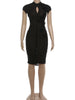 Sexy Applique See Through Dress Women Chic Single-Breasted Turtleneck Patchwork Elegant Party Club Bodycon