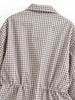 Women's European and American Style Simple Stand-up Collar Plaid Coat Pleated Coats