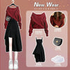 Spring Autumn Large Size Suit Women's Korean Knitted Sweater Irregular Suspender Dress Two-piece Suit