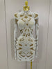 Elegant Evening Gown AB Rhinestones Pearls Long Sleeves Mesh Dress Women Cocktail Party Wedding Costume
