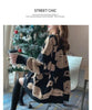 Women's Cardigan Sweater Coat Women Knitted Loose Cartoon Print Christmas Outwear Vintage V-neck Long Sleeve Sweater Cardigans