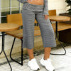 Women y2k Striped Low Rise Gaucho Pants Foldover Wide Leg Capris Palazzo Yoga Pants Flowy Cropped Culottes Lounge Bottoms
