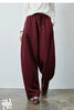 Women's Soft Cotton Curved Leg Long Pants Fall High Waist Drawstring Loose Wide Leg Pear Shape Friendly