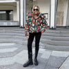 Women's Winter Jackets Printed Hooded Padded Jacket Street Female Stand Collar Long Sleeve Zipper Loose Coats Lady Outerwear