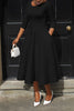 Women Twist Length Sleeve O-neck Big Swing Retro Dress Autumn Vintage Vestidos Even Party Cocktail Dresses