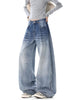 Fleece Lined Thick Curved Barrel Wide Leg Jeans Women Retro High Street Designer Loose Slim Denim Pants