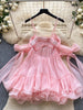 French Sweet Bow Camisole Mini Dress for Women Korean Version Pink Ruffle Edge Sexy A-line Dress T106