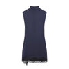 Satin dresses women's clothing back zip hem lace patchwork slit sexy nightclub mini dress chic French Evening