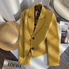 Black Cropped Blazers Woman Outerwear All-match Notched Collar Crop Jacket Women Korean Chic Single-breasted Suit Coat