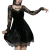 Women's Bandeau Long-sleeved Solid Color Dark Gothic Sexy Lace Stitched Dress