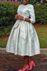 African Dresses for Women Autumn Elegant African 3/4 Sleeve Polyester Party Wedding O-neck Midi Dress African Clothing