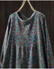 Japanese Vintage Mori Girl Floral Printed Knitted Sweater Pullover Dress Women Autumn O-Neck Long Sleeve Casual Loose Dresses