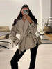 Tie Up Short Women 's Trench Coat Lapel Long Sleeve With Belt Oversize Windbreaker Female Spring Autumn Woman Outerwears