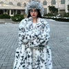 Cool Girls Faux Fur Coat Long Belted Leopard Print Fox Fur Outerwears Women Autumn Winter Thick Warm Soft Fluffy Overcoat
