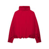 2026Classic Commuter Style Women S Red Hooded Pilot Jacket Cotton Padded Elastic Ruffle Hem Loose Short Casual Coat