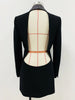 Designer Long Blazer Women's Stylish Backless Diamonds Beaded Shawl Collar Long Blazer