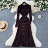 Brand Women Knitted Maxi Dress Aesthetic Y2K Single-breasted Shirt Sweater Dress Lady Party Vestidos