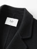 Winter Women's Tailored Shoulder Blazer Coat - Double Faced Wool Trench Outerwear with Notch Lapel Office Elegant
